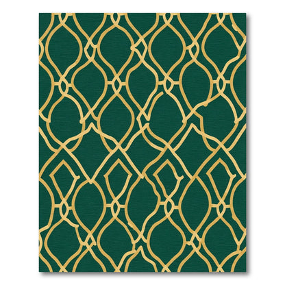 Emerald Green Gold Lattice Rug