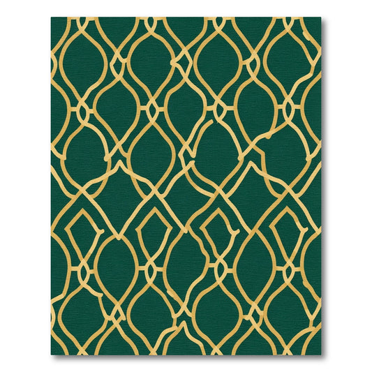Emerald Green Gold Lattice Rug