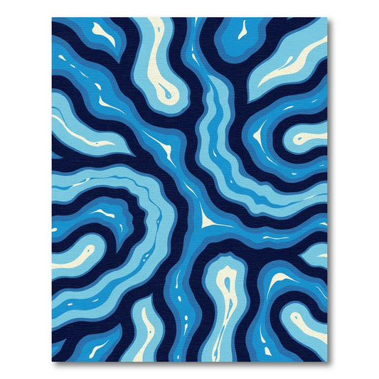 Deep Blue Water Swirl Abstraction Rug