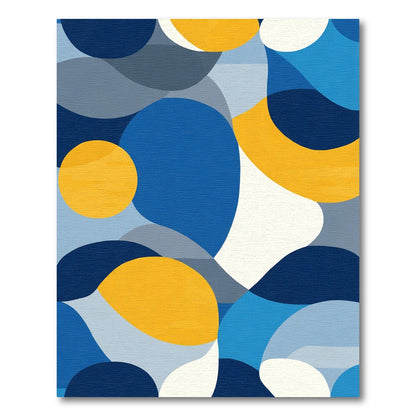 Modern Blue Yellow Organic Shape Rug