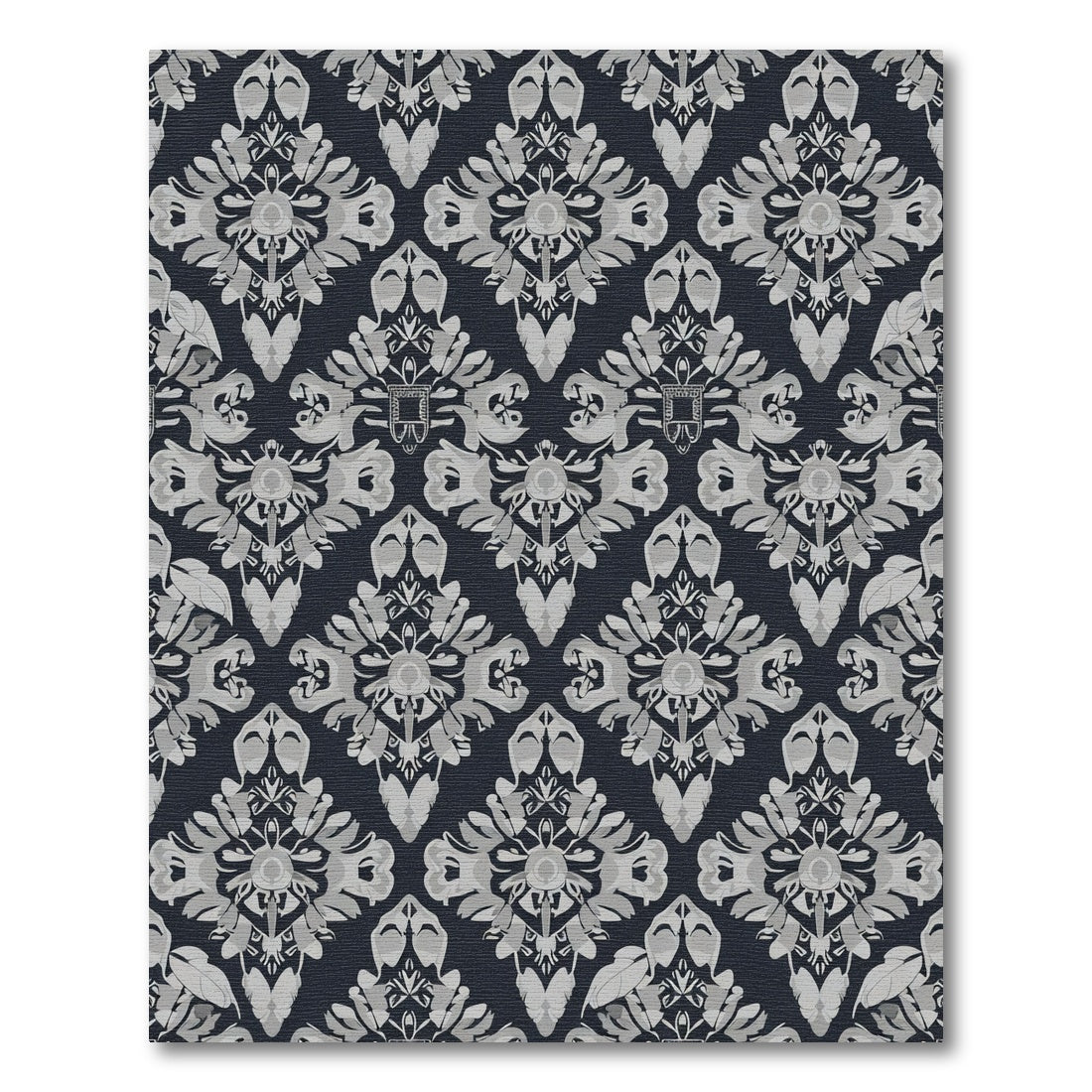 Damask Gray Ornate Medallion Rug
