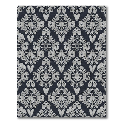 Damask Gray Ornate Medallion Rug