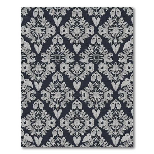 Damask Gray Ornate Medallion Rug