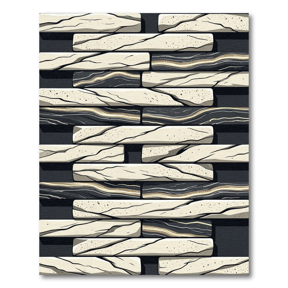 Modern Monochrome Layered Stone Texture Rug
