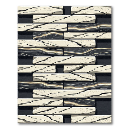 Modern Monochrome Layered Stone Texture Rug