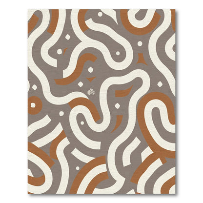 Earthy Swirl and Dot Abstract Rug