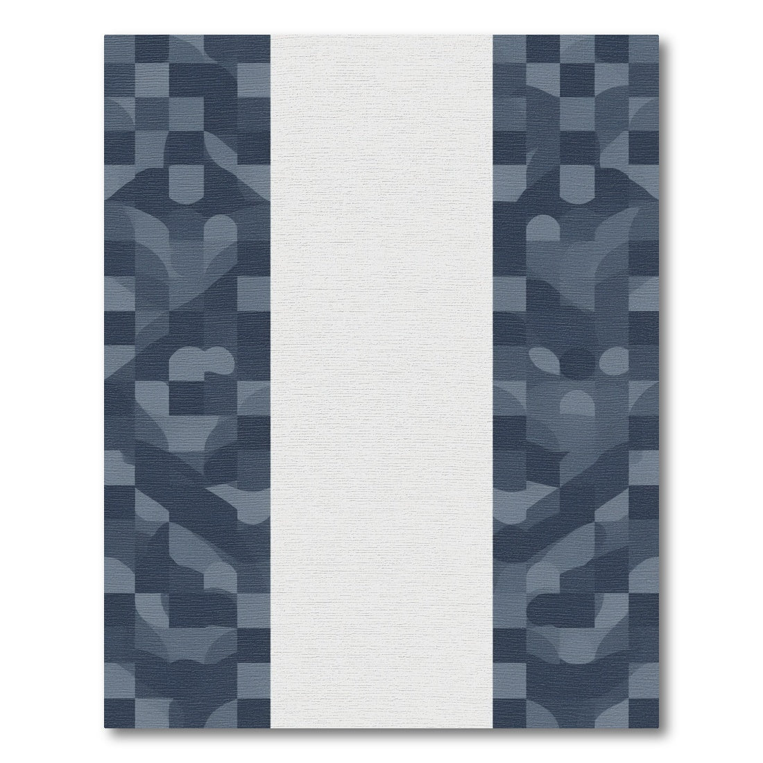 Deep Blue Geometric Abstract Panel Rug