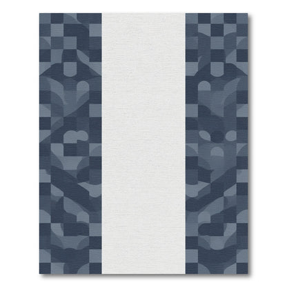 Deep Blue Geometric Abstract Panel Rug