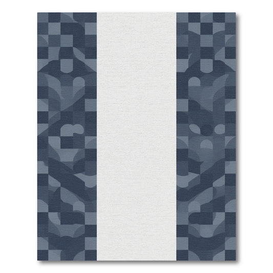 Deep Blue Geometric Abstract Panel Rug