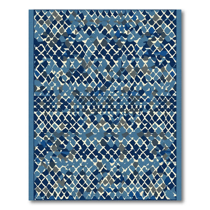Abstract Blue Diamond Mosaic Rug