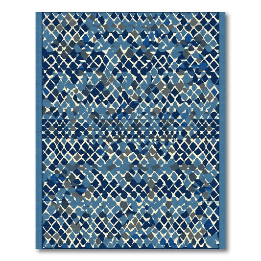 Abstract Blue Diamond Mosaic Rug