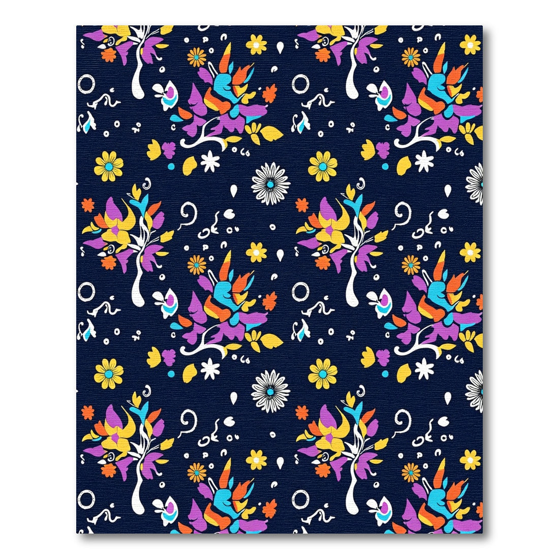 Whimsical Colorful Floral Tree Dark Rug