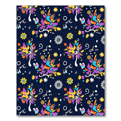 Whimsical Colorful Floral Tree Dark Rug