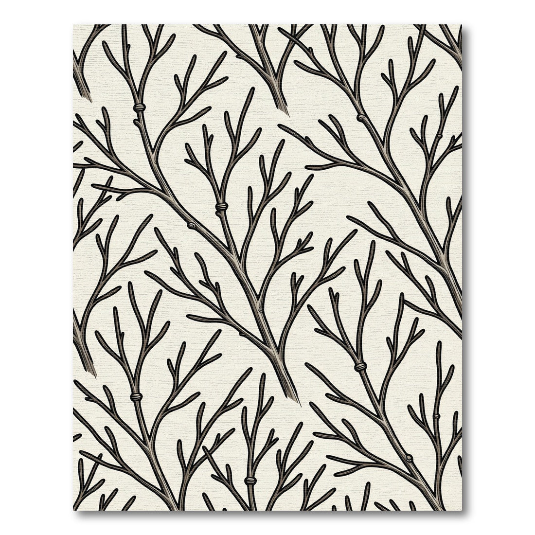Minimalist Charcoal Bare Branch Twig Rug