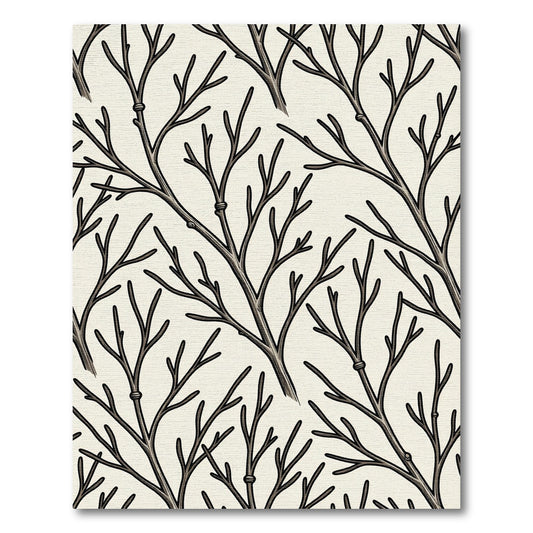 Minimalist Charcoal Bare Branch Twig Rug