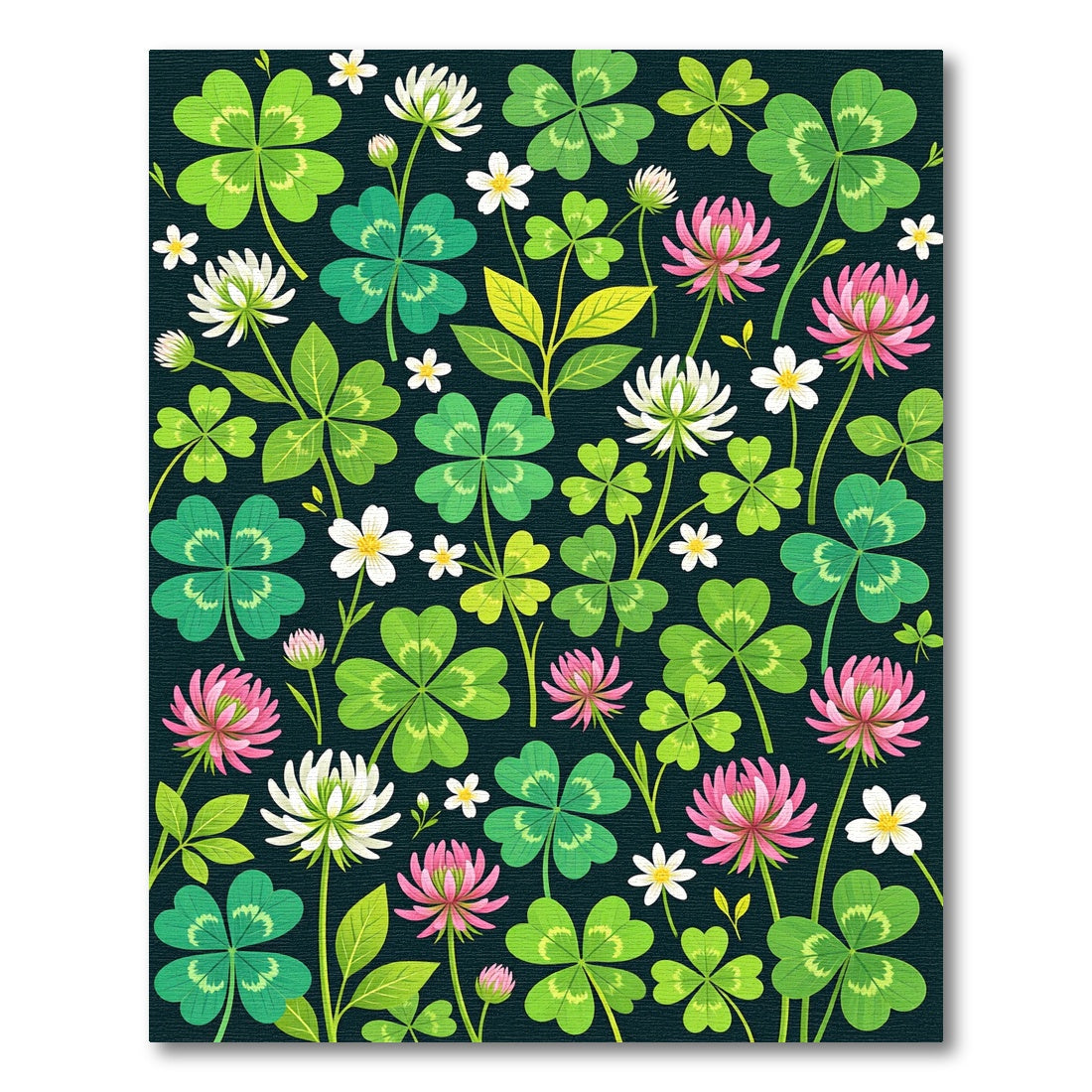 Botanical Four Leaf Clover Meadow Rug