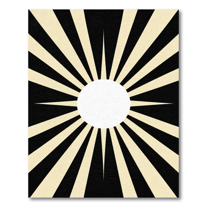Radiant Black And Cream Sunburst Rug
