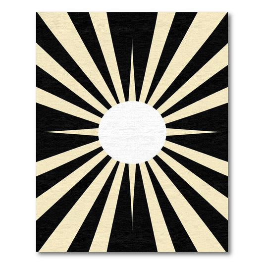 Radiant Black And Cream Sunburst Rug