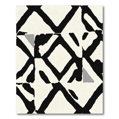 Bold Black Geometric Diamond Shapes Rug