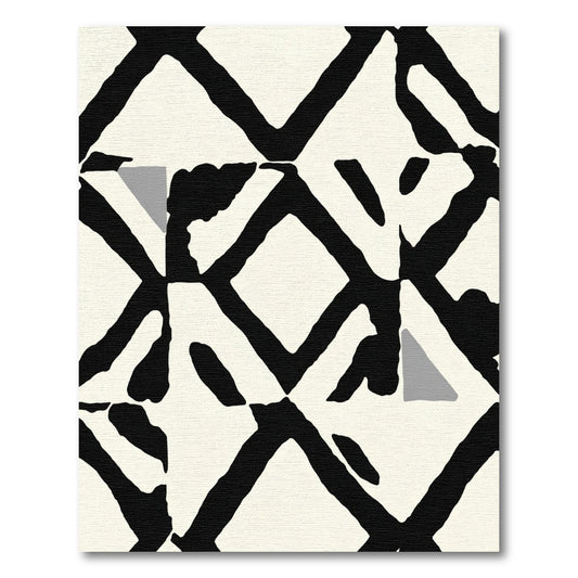 Bold Black Geometric Diamond Shapes Rug