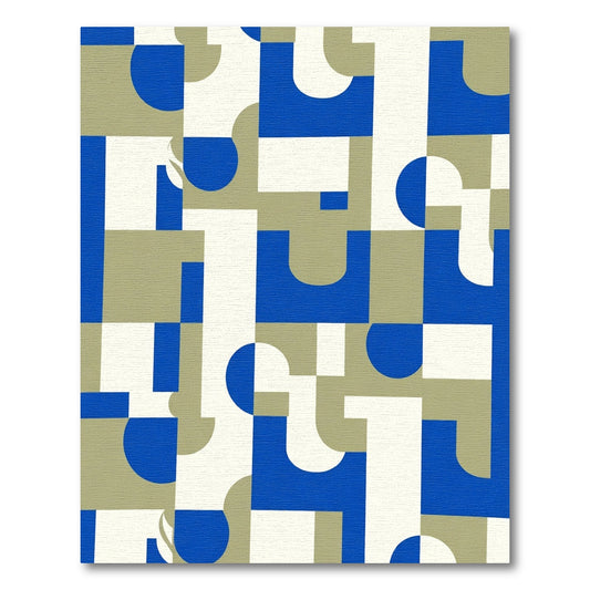 Modern Blue Geometric Abstract Composition Rug