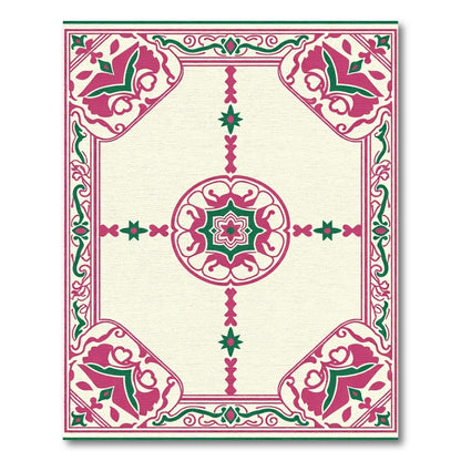 Crimson Emerald Framed Floral Medallion Rug
