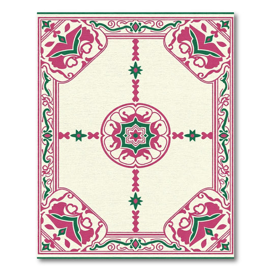 Crimson Emerald Framed Floral Medallion Rug