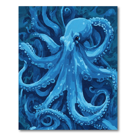 Deep Blue Electric Octopus Swirl Rug