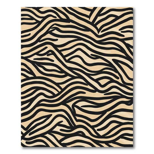 Cream Black Wavy Animal Print Rug
