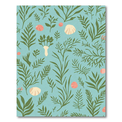 Sea Life Botanical Background Rug
