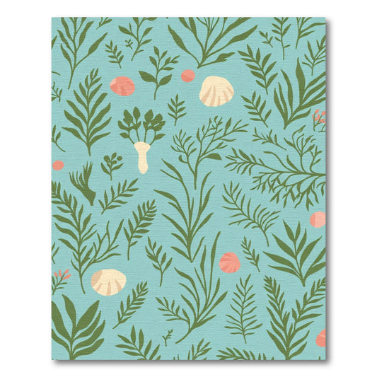 Sea Life Botanical Background Rug