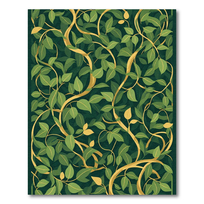 Emerald Green Gold Vine Foliage Rug