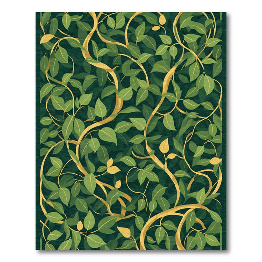 Emerald Green Gold Vine Foliage Rug