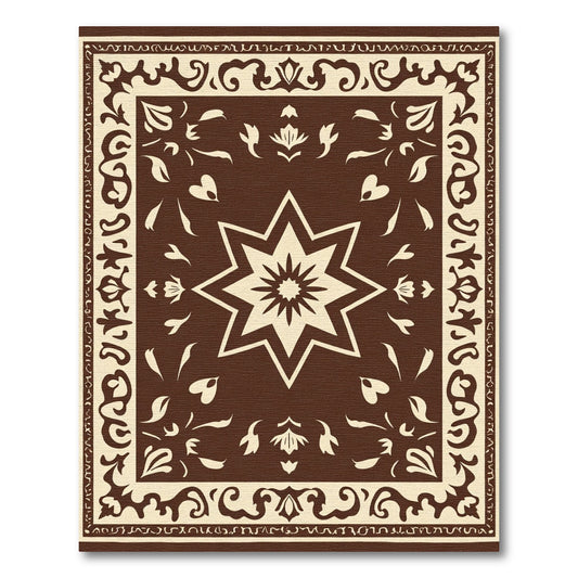 Rich Brown Eight Pointed Star Rug