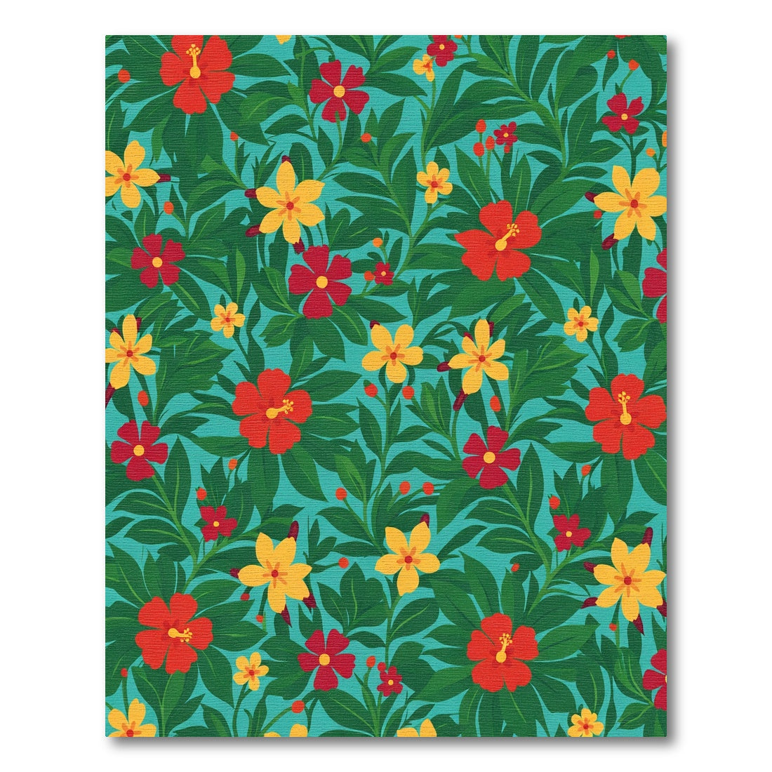 Vibrant Red Yellow Tropical Hibiscus Rug