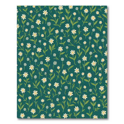 Teal White Daisy Garden Meadow Rug