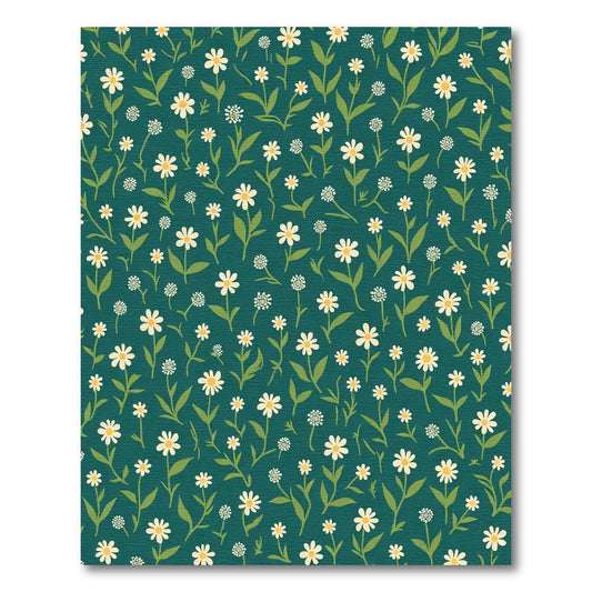 Teal White Daisy Garden Meadow Rug