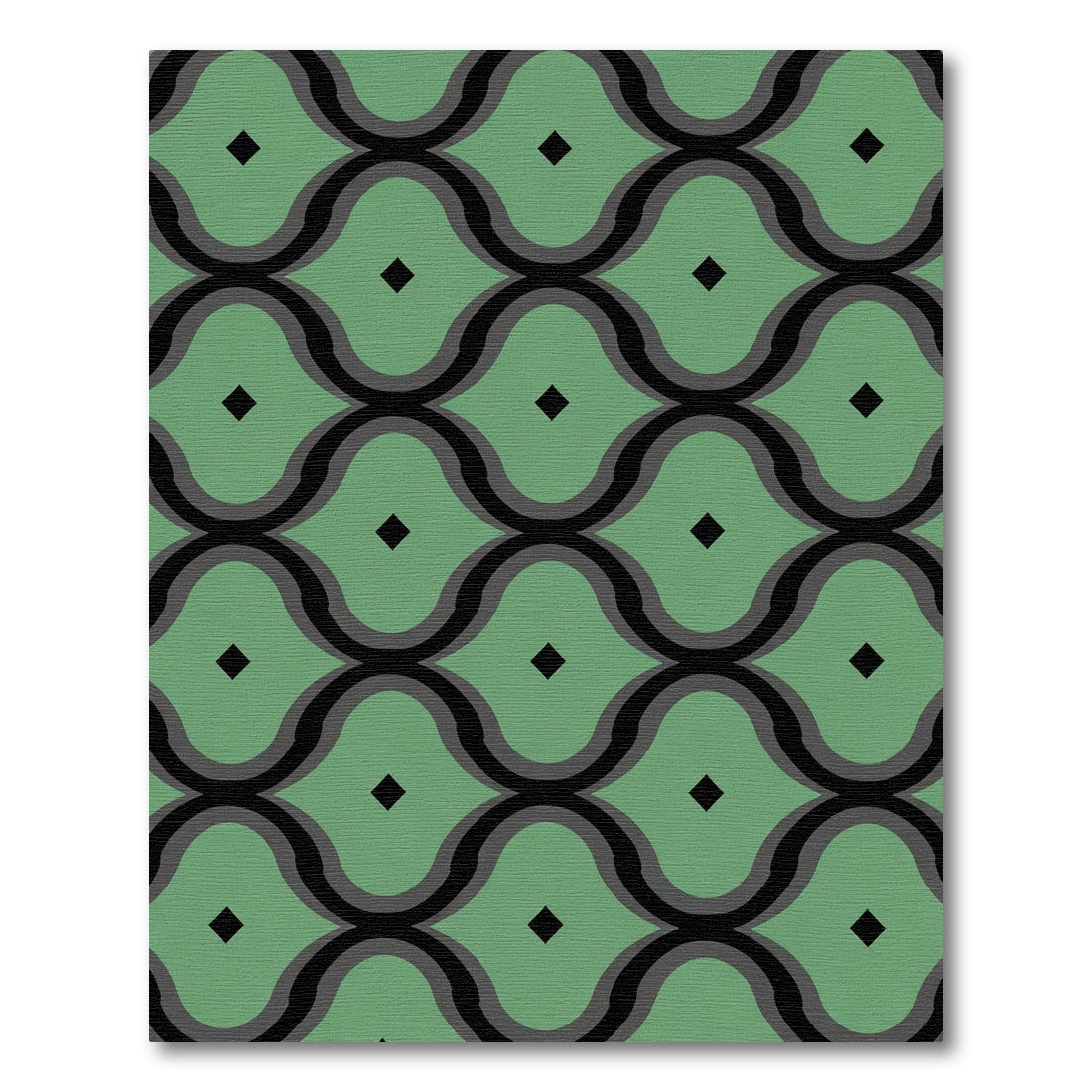 Sage Green Wave Diamond Grid Rug