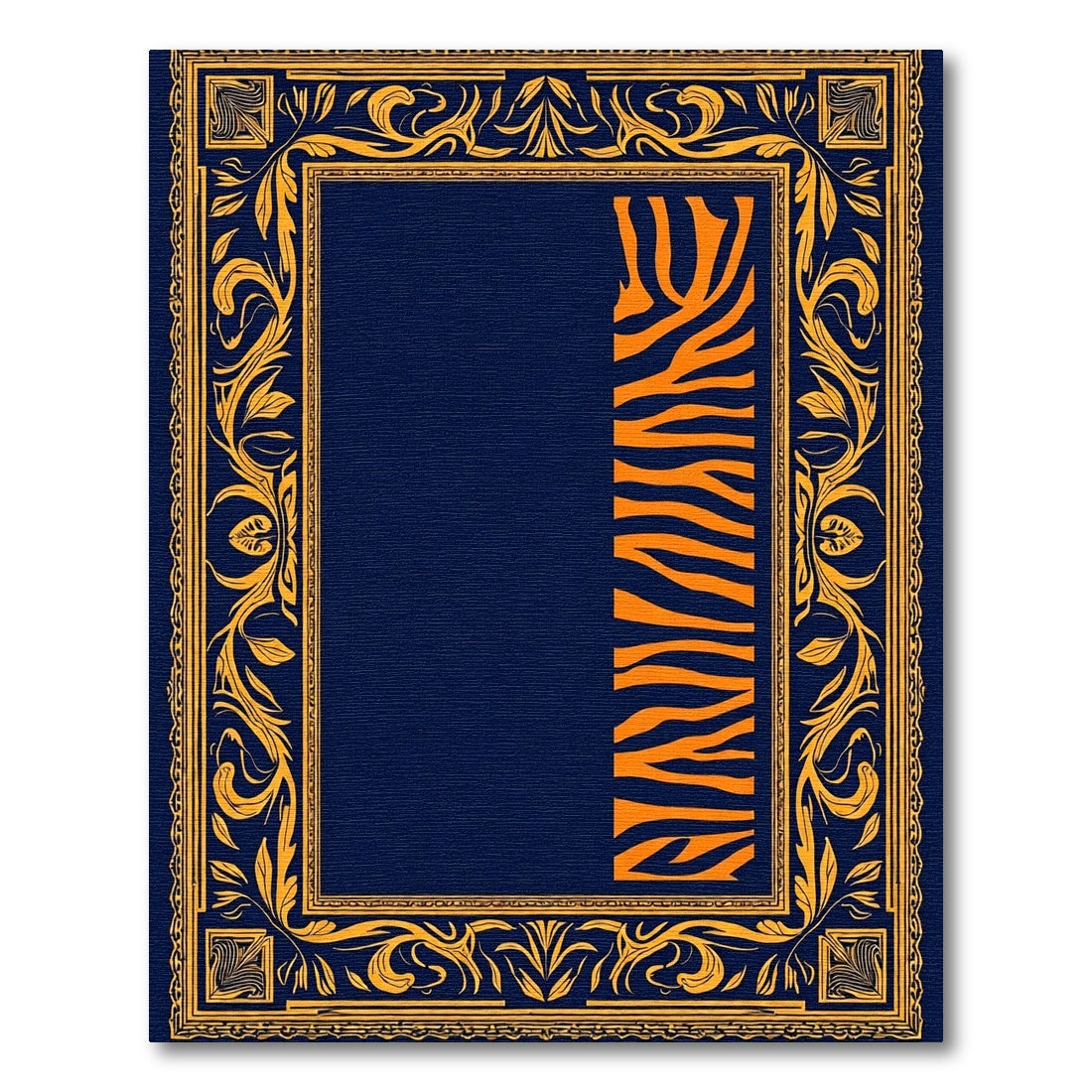 Bold Orange Tiger Stripe Floral Accent Rug