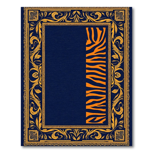 Bold Orange Tiger Stripe Floral Accent Rug