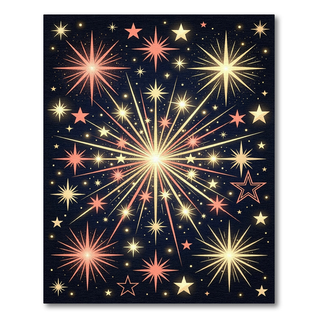 Radiant Golden Celestial Fireworks Burst Rug