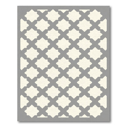 Gray Cream Geometric Lattice Rug