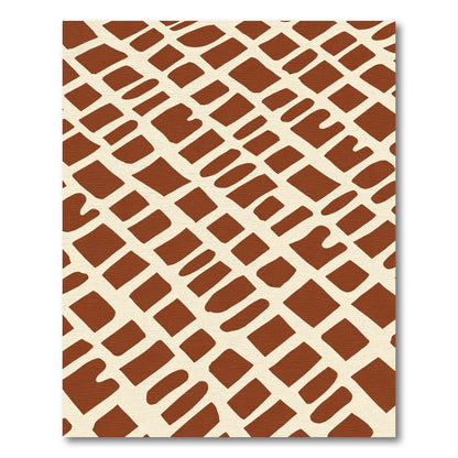 Terracotta Tan Irregular Grid Rug