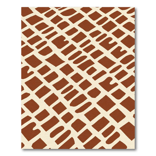 Terracotta Tan Irregular Grid Rug