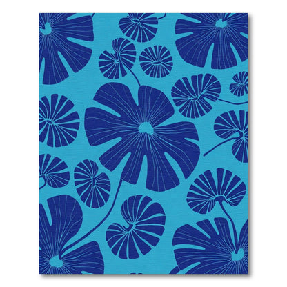 Deep Blue Tropical Leaf Scatter Rug
