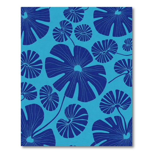Deep Blue Tropical Leaf Scatter Rug