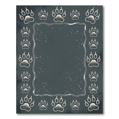 Dark Slate Animal Paw Track Border Rug