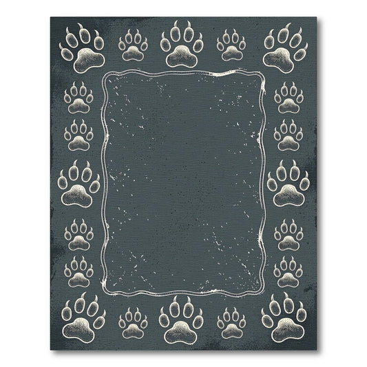 Dark Slate Animal Paw Track Border Rug