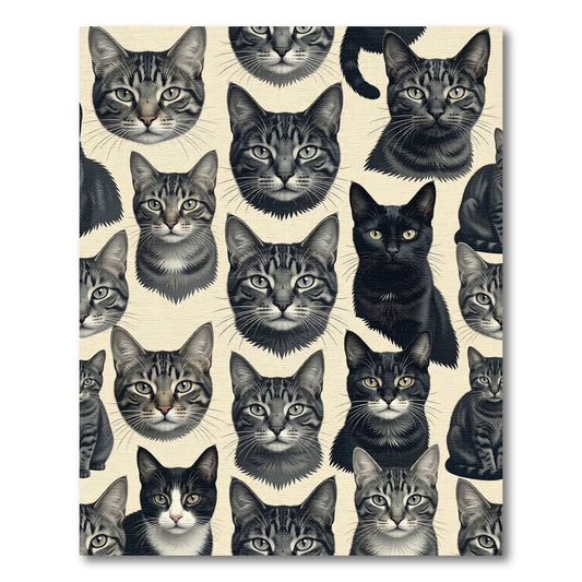 Tabby Cat Faces Realistic Portrait Collage Rug