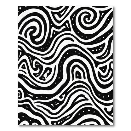 Abstract Black White Swirl Wave Rug